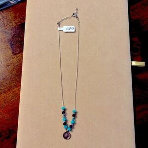 Opulenza Aqua Blue necklace with Sterling Silver disc